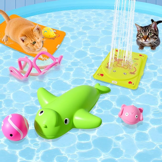 6 Pcs Pool Cat Interactive Toy, Floating Water Toy, Cat Pool Toys, Pet Kitten Swimming Bathing Fish Toy,Bath,Sensory Toys, for Cats for Endless