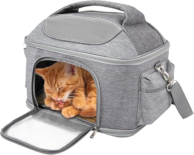 Foldable Pet Carrier Backpack, Cat & Dog Carrier Backpack, Waterproof Pet Travel Bag with Cooling Mat for Hiking Travel Camping Outdoor, Hold Pets Up to 15.4lbs