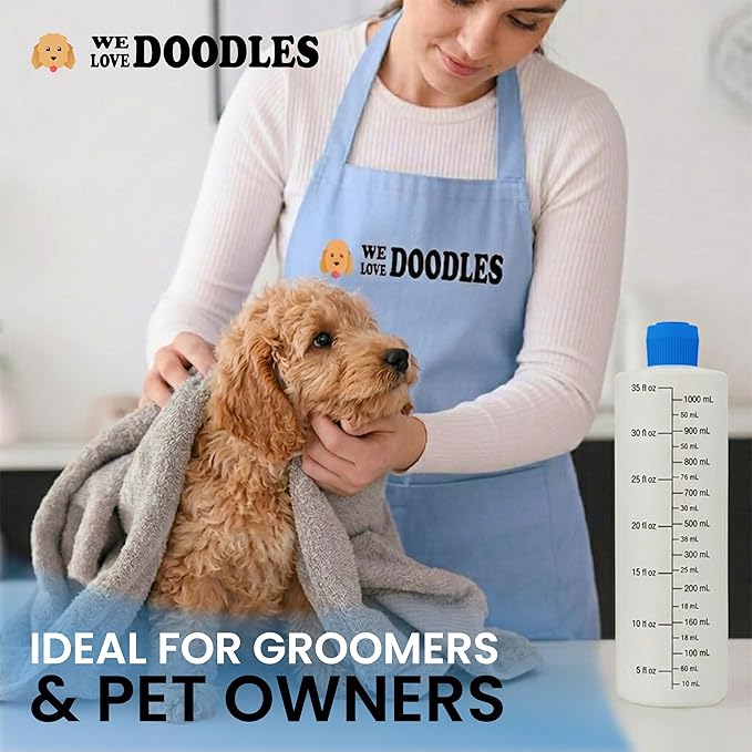 Dilution Bottle for Dog Shampoo, Mixing Bottle for Professional and Home Grooming, for Shampoo, Conditioner, and Solutions, Unscented, 35 oz (1 Pack) [We Love Doodles]