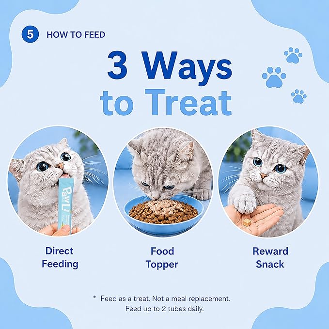 PAWLI Immune Support Lickable Cat Treats, Squeeze Cat Treats for Daily Immune Health & Vitality, Cat Treats with Vitamins & Nutrients, Grain-Free, 7 Count (3.5 oz Total)