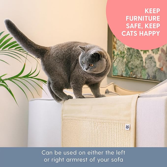 The Cat Ladies Cat Scratch Furniture Protector Mat - Couch Protector from Claws - Anti Scratch Furniture Protectors from Cats Scratching - Sisal Scratcher Pad with Pocket - Beige