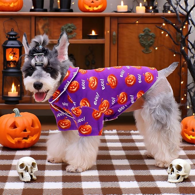 CuteBone Two-Leg Velvet Pet Halloween Pajamas Girl Dog Clothes - Soft, Cozy, and Stretchy Boy Pjs for Small, Medium Dogs and Cats Winter Sleepwear Apparel LTP13XL