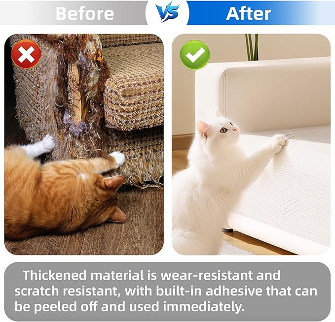 Cat Scratch Furniture Protector,Trimmable Self-Adhesive Cat Scratch Pad,DIY Wall Climbing Cat Scratcher Couch Protector from Cat Claws Scratching Mat Indoor 78.7x11.8in(Beige)