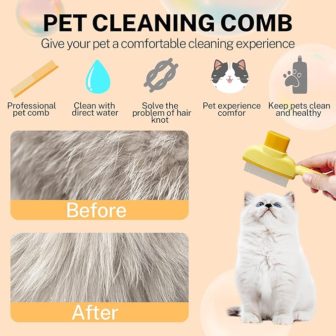 2 PCS Flea Comb for Cats Dogs Brush for Shedding Pet Hair Removal Comb with Long & Short Stainless Steel Teeth for Deshedding