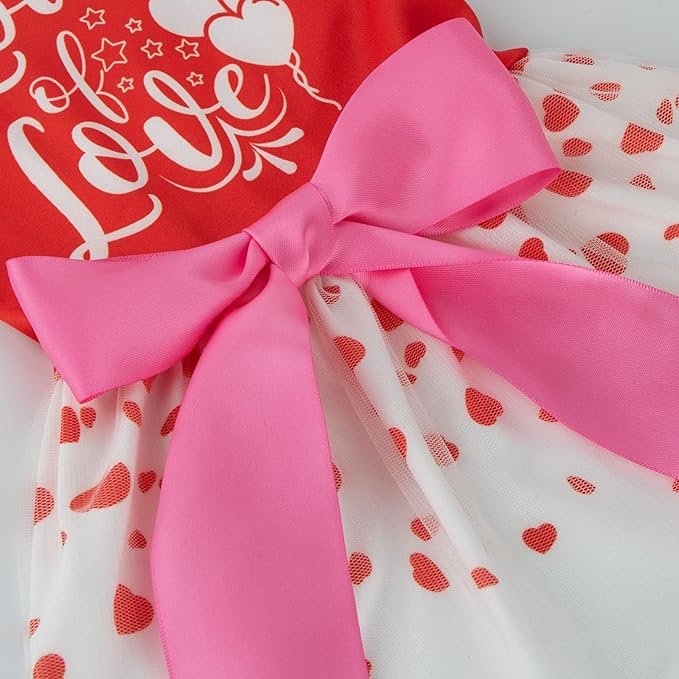 Valentine's Day Small Dog Dresses - Holiday Dog Dress Dog Clothes Bowknot Puppy Festival Skirts for Small Dogs Cats(X-Small,Red)