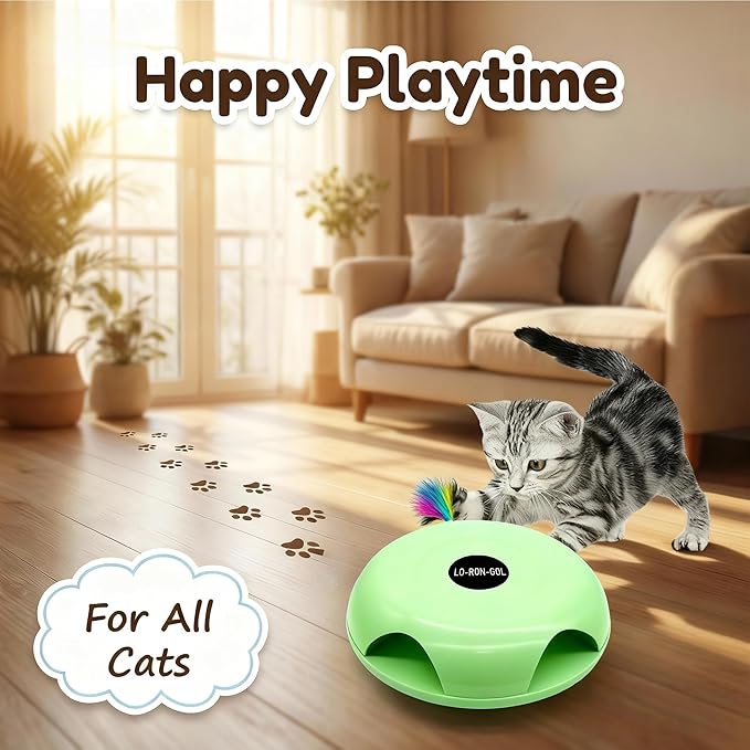 Interactive Whack-a-Mole Cat Toy — Automatic Mushroom Feather Pop-Up Play Toy for Cats, Cognitive Stimulation & Exercise, Durable Pet Entertaining Game (Green)