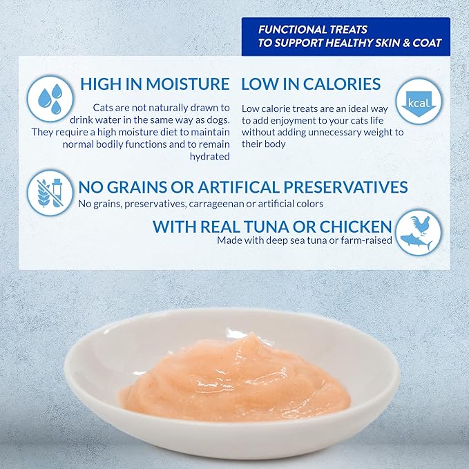 INABA Churu for Skin & Coat, Lickable, Squeezable Cat Treat with Omega Oils, Taurine and Vitamin E, 0.5 Ounces Each Tube, 24 Tubes, Chicken Recipe