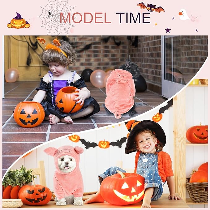 NACOCO Halloween Pig Dog Costume - Pet Christmas New Year Hoodie Warm Party Coat Outfit for Small and Medium Cat Dog Clothes(Pink Pig,S)