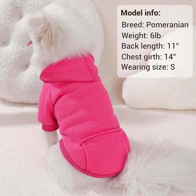Pet Hoodie Dog Sweater for Small Dogs Girl Boy, Winter Puppy Sweatshirts with Pockets Hood, Warm Fleece Lined Dog Clothes Chihuahua Coat Clothing Puppy Cat Custume, Large