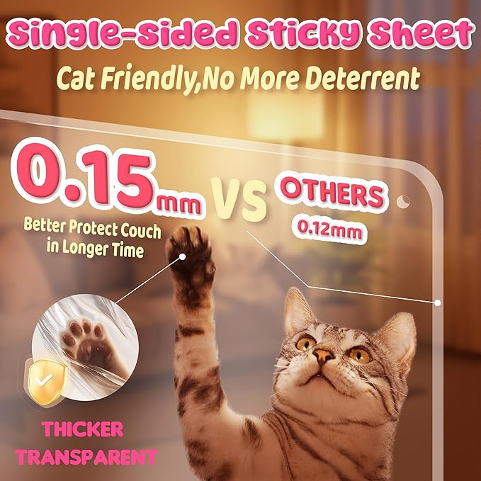 THLHKD Cat Scratch Furniture Protector: 8 Pcs Couch Protectors Tape from Cats Claws Scratching Single Sided Clear Sticky Sheets Proof Clawing Sofa Corner Protection Cover Anti Scratch for Furniture