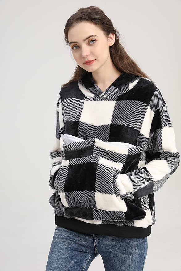 LINYUCHEN Cat Pouch Hoodie Large Pet Pouch Sweatshirt Puppy Kitten Holder Carrier Pullover Tops for Women