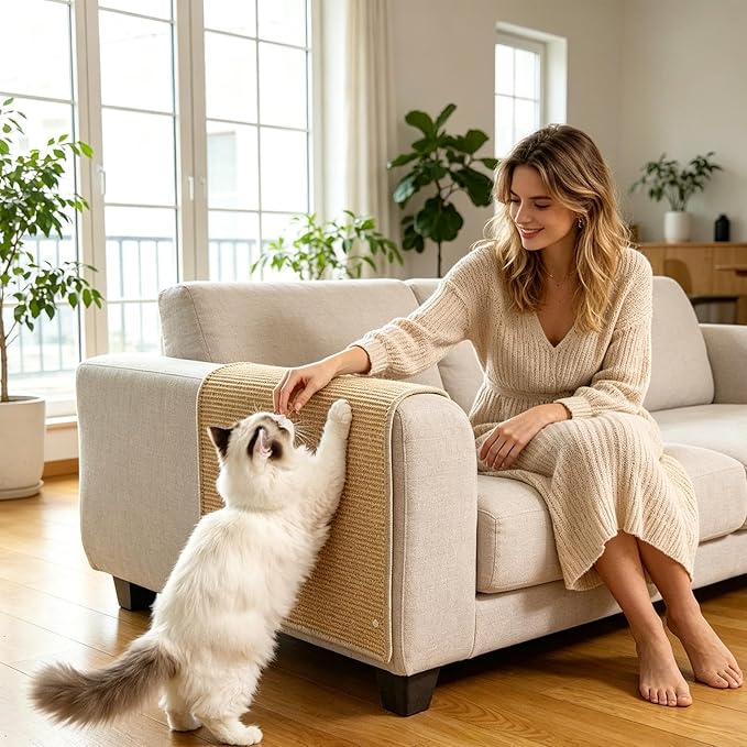 Cat Scratch Mat - Adhesive Furniture Protection Scratching Mat,Sisal Cat Scratcher Pad - for Apartment, Farmhouse, Living Room, Bedroom, Balcony, Sofa, Bed, Floor