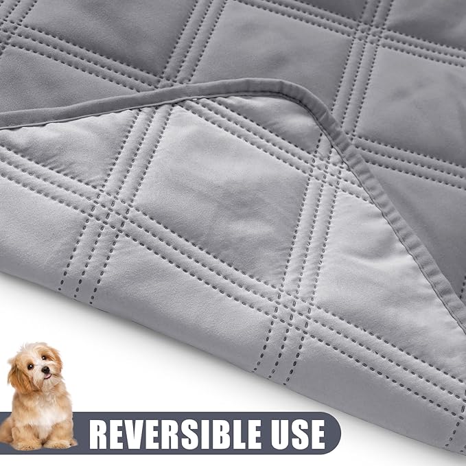 Smiry Waterproof Dog Bed Cover Blanket 82x82, Soft Reversible Pet Blanket, Washable Leakproof Cats Dogs Couch Cover for Sofa, Couch, Furniture, Grey/Light Grey
