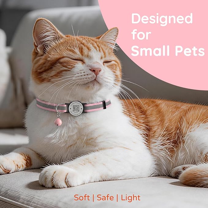 3 Pack Breakaway Cat Collar with Safety Bell & Reflective Strips | QR Code ID Tag & Name Plate | Adjustable for Kittens Black&Blue&Pink
