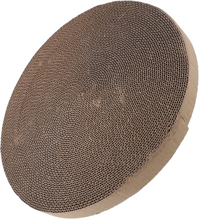 TOYANDONA Replaceable Corrugated Paper Cat Scratching Pad Core, Reusable Round Floor Scratching Board for Indoor Kittens, Natural Sturdy Replacement Scratcher for Cat Beds and Furniture