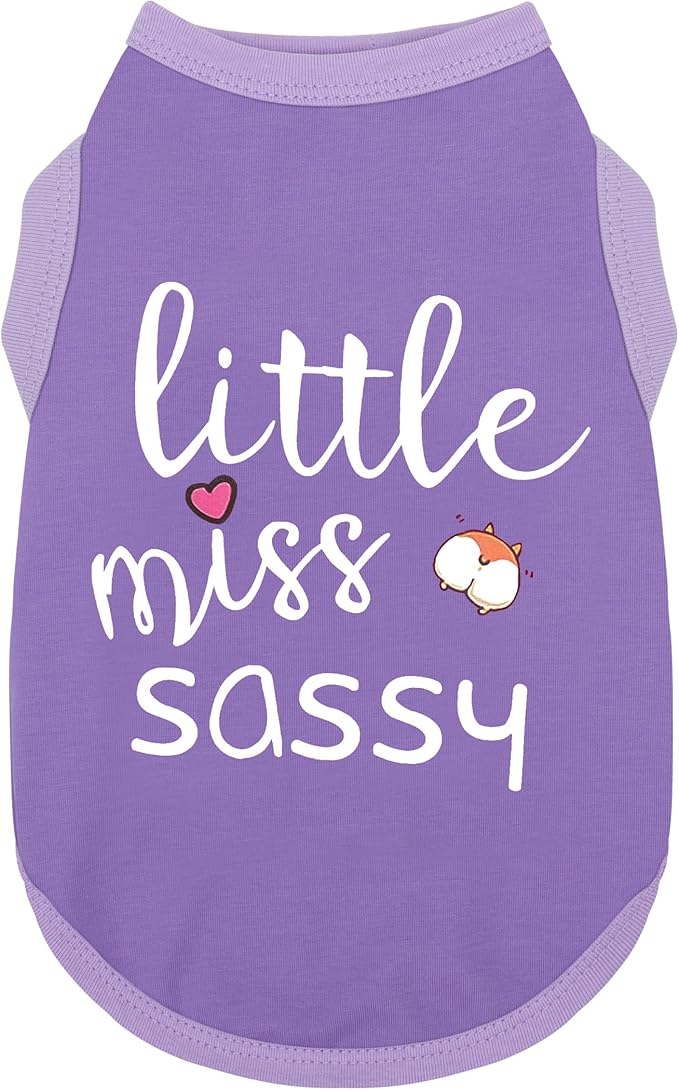 Paiaite Dog Clothes Fashionable Sleeveless Pet Vest: 'Little Miss Sassy' Printed Cotton Dog Shirt, Ideal for Small, Medium, and Large Breeds, Ensuring Comfort and Breathability Purple 3XL