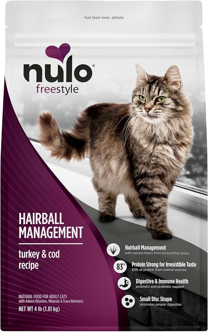 Nulo Freestyle Cat Food, For Hairball Management, Premium Grain-Free Dry Small Bite Kibble, All Natural Animal Protein Recipe with BC30 Probiotic for Digestive Health Support