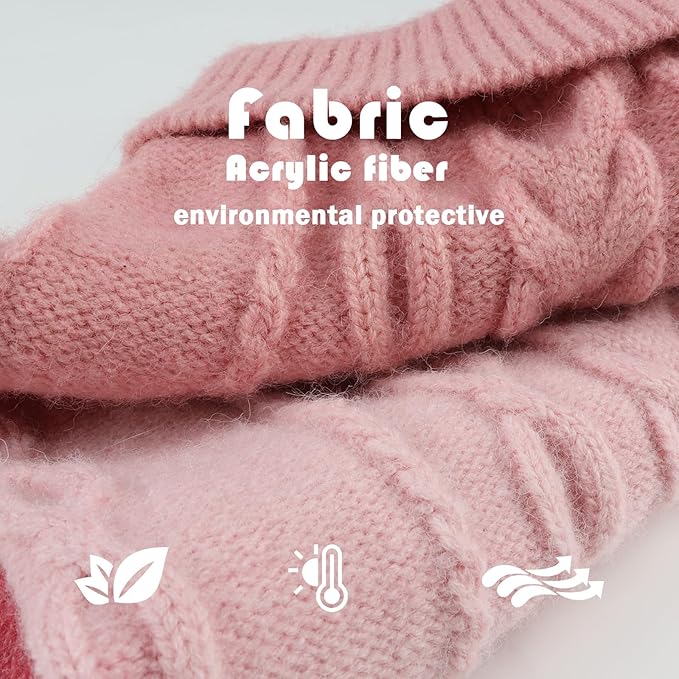 Dog Knitted Turtleneck Sweater - Dog Warm Pullover Color Block Cable Knitwear, Doggie Winter Clothes for Cats and Small Dogs Chihuahua, Bulldog (Pink, S)