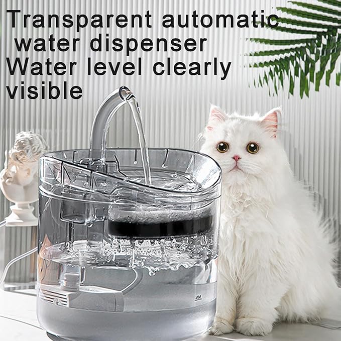 Pet Water Fountain, 2L Large Capacity, Multi-Layer Filtration Design, Silent Operation, USB Powered, Suitable for Cats and Small Dogs