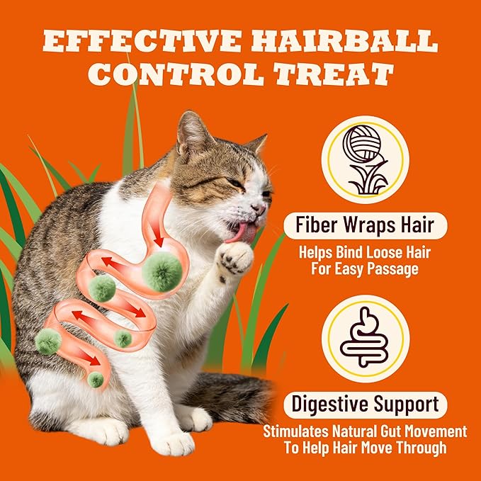22 Tubes Lickable Cat Treats - Creamy Squeezable Cat Grass Treats with Taurine for Cats & Vitamins - Hairball Treatment & Digestive Support