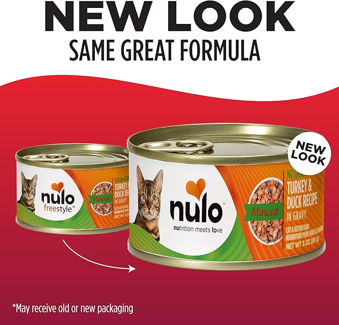 Nulo Canned Wet Cat Food - Minced Turkey & Duck Recipe in Gravy, High Protein Grain-Free Cat Food for Indoor & Outdoor Kittens and Adults, 3oz Cans (24 Pack)