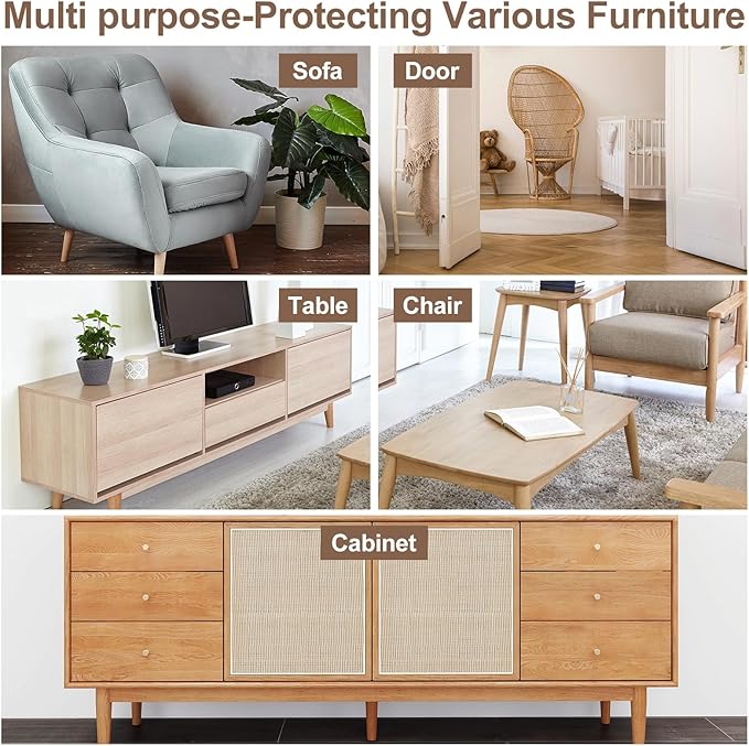 uxcell Anti Scratch Furniture Protector, 2 Rolls 197" x 8" Single-Sided Sticky Couch Protector from Cat Claws, Clear Protectors from Cats Scratching for Sofa Corners, Walls, Doors