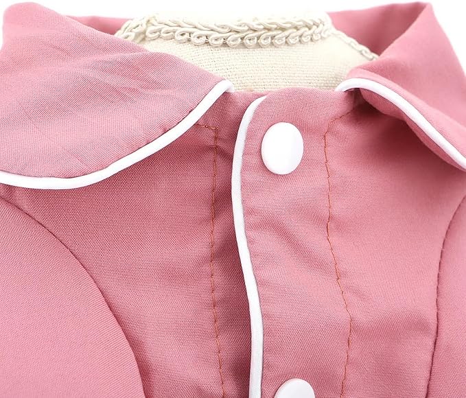 SMALLLEE_LUCKY_STORE Dog Pajamas for Small Medium Dogs Cats Soft Pet Sleepwear Shirts Comfortable Lapel Pjs Loungewear Clothes Bulldog Chihuahua Yorkie Two-Legged Outfit, Violetred, XXL