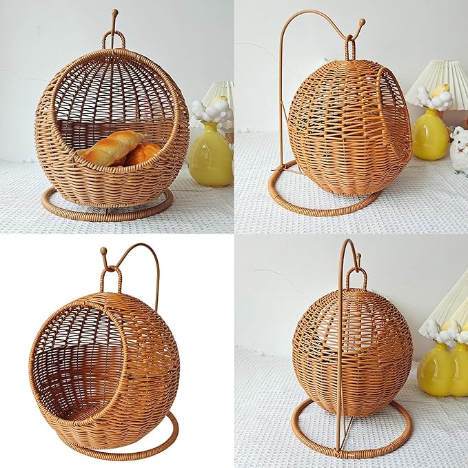 Imitation Rattan Cats Basket Hanging Hammock Bed for Small Space Comfortable Small Cats Nest for Indoor