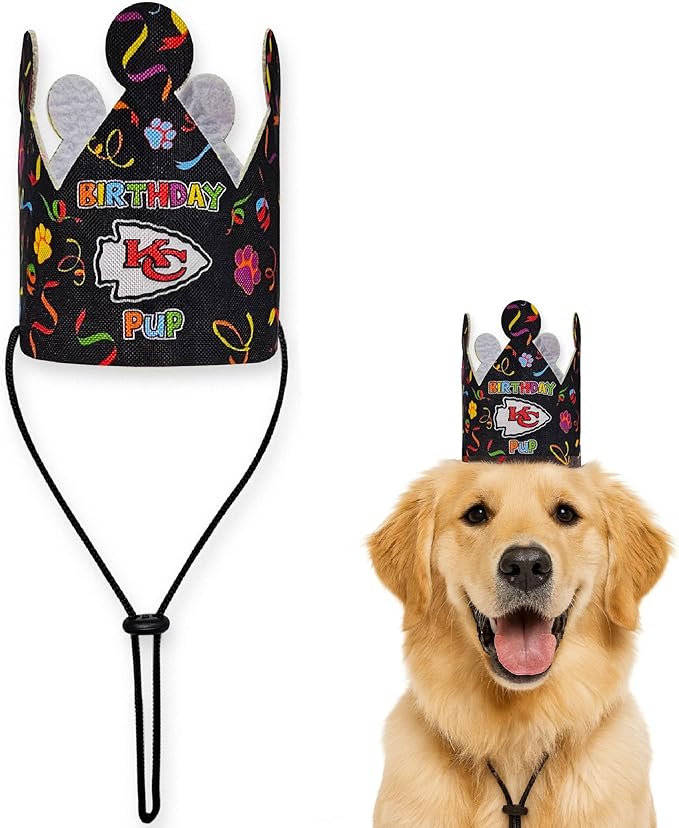 NFL Kansas City Chiefs Pet Birthday Crown, Licensed Dog & Cat Birthday Party Hat, Football Team Costume Accessory, Pet Celebration Outfit