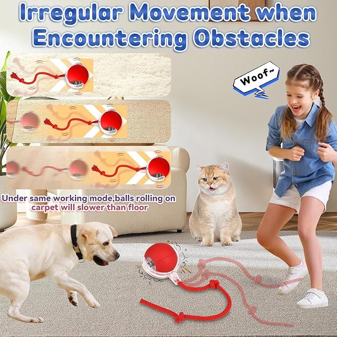 Speedy 2.0 Tail Cat Toys for Bored Indoor Adult Cats,2025 New Generation Interactive Cat Toys for Indoor Cats,Automatic Moving Ball with Tail