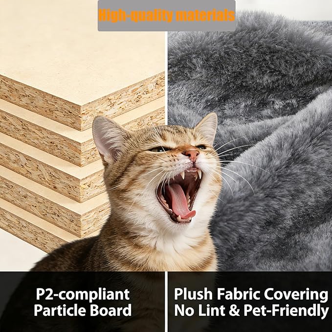 71in Extra Large Cat Tree Tower, Multi-Level Tall Cat Tower with Scratching Post/Hammock/Plush Condo/Pompoms/Wide Base, Heavy Duty Cats Tree for 20lb+ Large Adult Cats/Kittens, Grey