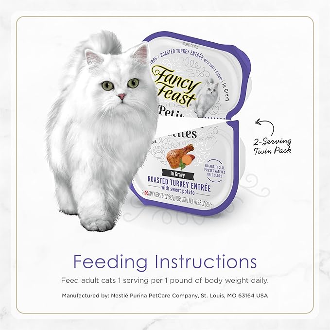 Fancy Feast Purina Petites with Roasted Turkey Entrée with Sweet Potato in Gravy Gourmet Wet Cat Food - 2.8 oz. Tubs,(Pack of 24)