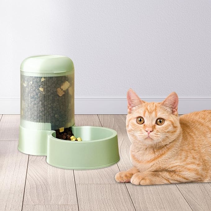 2.1L Capacity Automatic Pet Feeder Food Bowls Nonslip Bases Water Drinking Food Dispenser Feeding Station for Bunny Dogs Cats Kitten, Snack Feeder