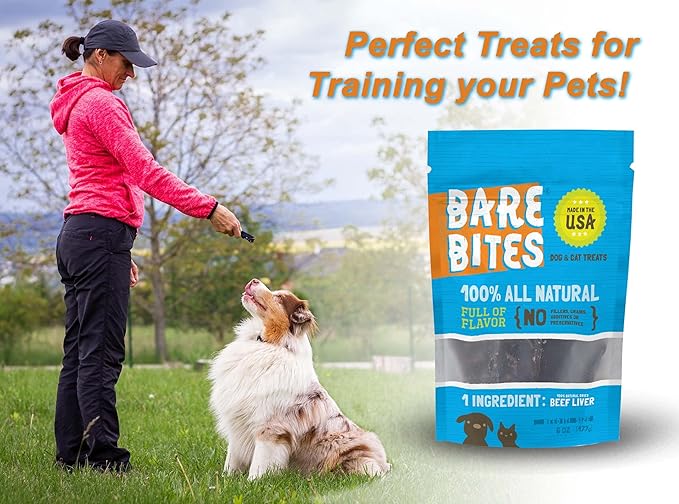 Bare Bites - 100% All Natural Dehydrated Beef Liver Dog and Cat Treats (6 Ounce Bag) (6 Ounce Bag)
