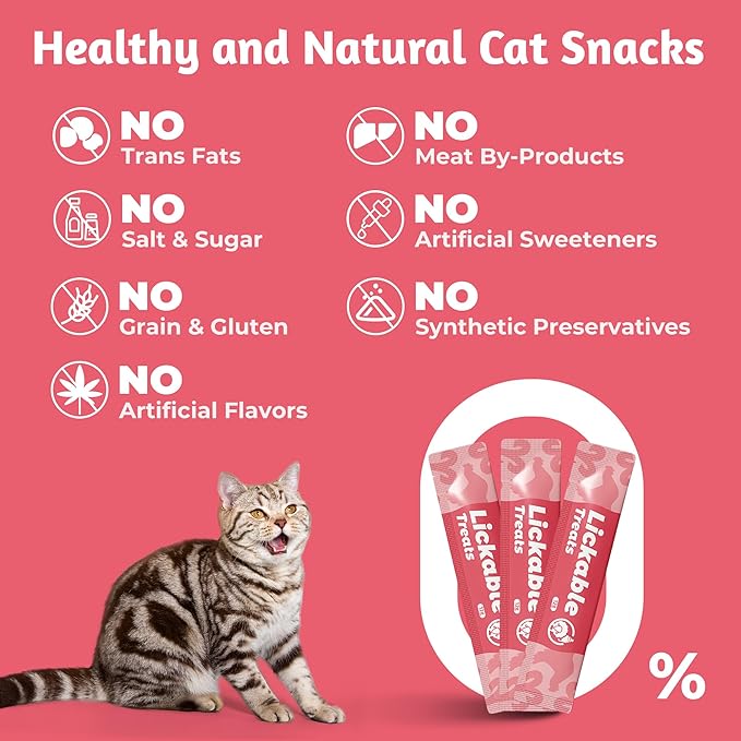 Just Try Taurine Lickable Cat Treats, Creamy Squeezable Purée with Goat Mlik, Taurine & Vitamin E, Support Heart & Vision, Grain Free, 0.5 Ounces Each 20 Tubes