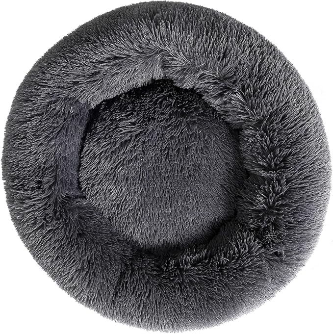 Cat Bed Plush Donut Dog Bed Fluffy Calming Pet Bed Dog Round Bed Cat Round Bed Warm Kitten Nest Rabbit Cave Kitten Bed Ideal for Small 3KG Pet