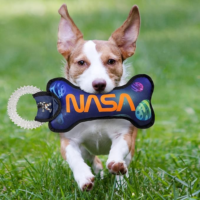 Pets First NASA Dog Toy with Planets. - Tough Nylon Pet Toy with Double Trim Stitching & Inner Squeaker