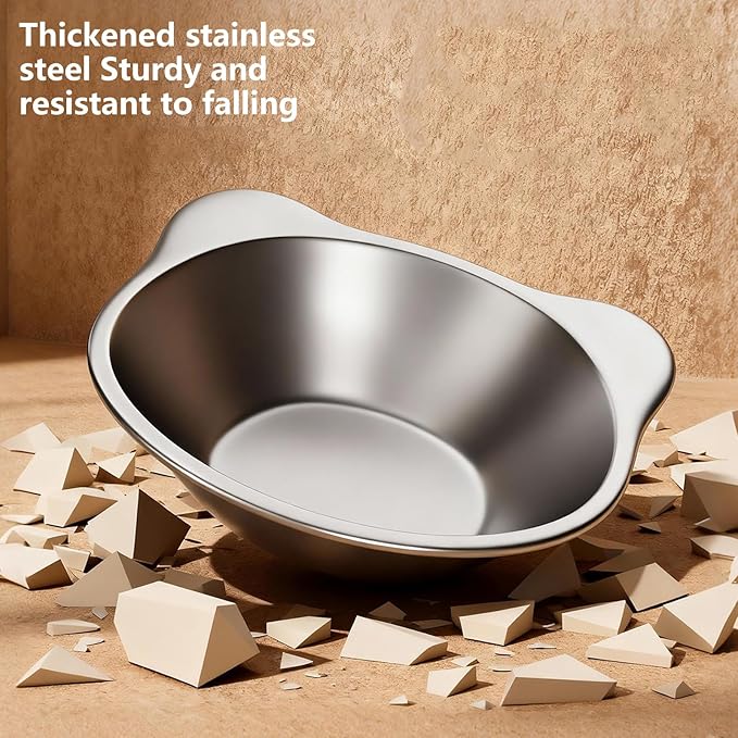 Elevated Cats Bowls Feeders Rustless Steel Bowl Stand with Weighted Base Feeding & Watering Pet Supply Rustless Steel Pet Bowl