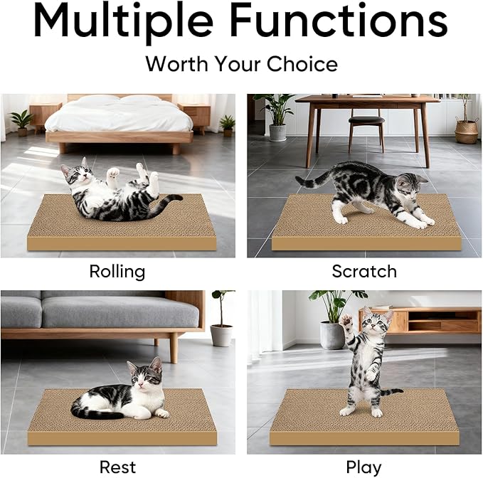 5 Packs Cat Scratcher, 5 Packs Refill Cat Scratching Pad Cardboard for Indoor Cats and Kitten, Large Size Durable&Premium Recyclable Cardboard Cat Scratcher