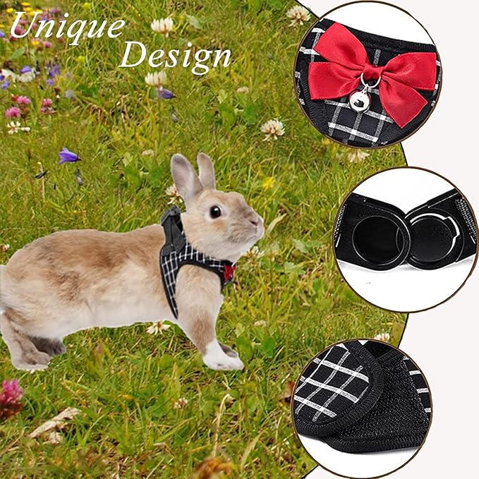Cat Harness and Leash Set for Escape Proof,Breathable Dog Harness,Pet Harness,Adjustable Mesh Vest Harness for Puppy Cat Rabbit (Black, XXS)