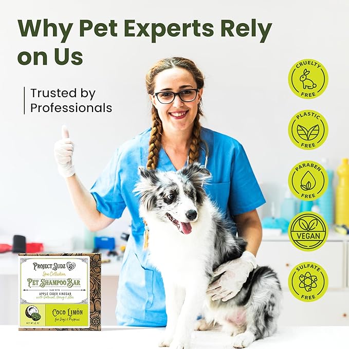 Project Sudz Spa Collection Bar Shampoo – Coco Limone | Solid Pet Shampoo Bar with Coconut & Lemon | Eco-Friendly, Plastic-Free, Gentle & Safe for Dogs & Cats
