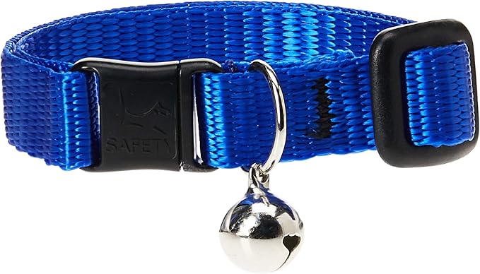 LupinePet Basics 1/2" Blue Cat Safety Collar with Bell , 8-12"