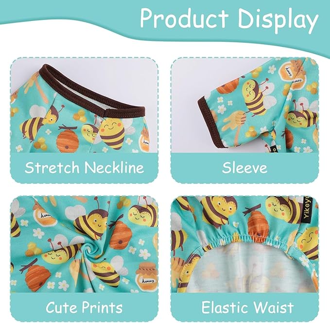 Yikeyo Dog Pajamas Small Sized Boy Girl, Cotton Stretchable Pet Clothes Jammies Puppy Outfits for Dogs Female Male, Spring Summer Doggie Pjs Doggy, Bee, XS
