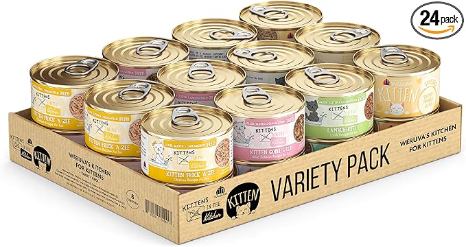 Weruva Cats in The Kitchen Kitten, Kitchen for Kittens Variety Pack, 3oz Can (Pack of 24)