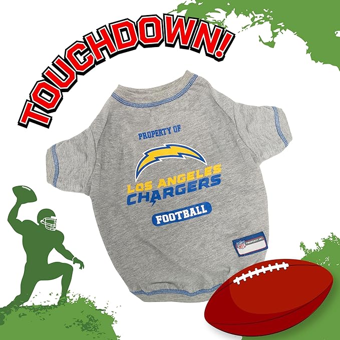 NFL Los Angeles Chargers Dog T-shirt X-Small. - Licensed Shirt for Pets Team Colored with Team Logos- Premium Stretchable Materials for the comfort of your Dog & Cat