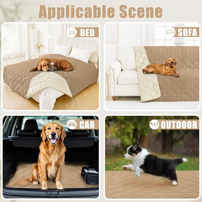 Smiry Waterproof Dog Bed Cover Blanket 30x95, Soft Reversible Pet Blanket, Washable Leakproof Cats Dogs Couch Cover for Sofa, Couch, Furniture, Lattice, Camel/Beige