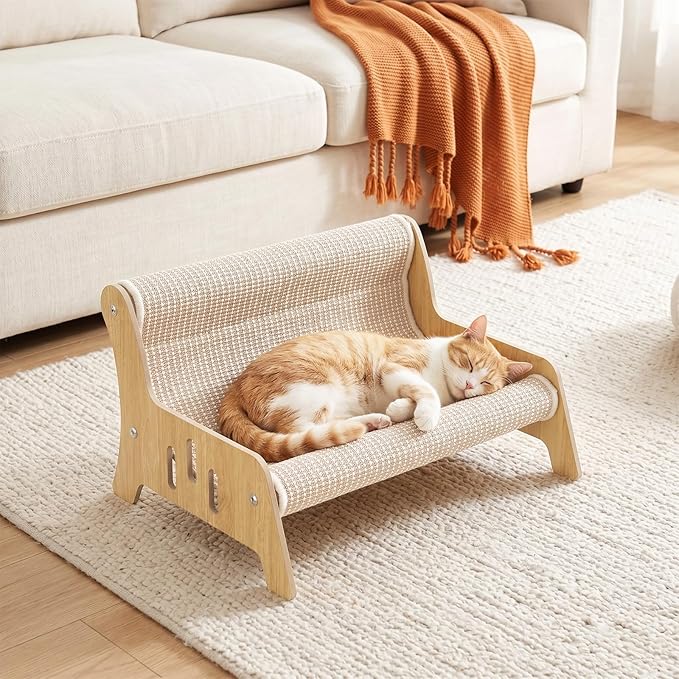 Sisal Cat Scratcher Sofa, Durable Frame Cat Couch Scratcher for Indoor Cats, Mess-Free No Shedding Cat Scratcher Bed, Multi-Functional Lounge for Scratching & Playing, 20.5x15.8x11.8 in