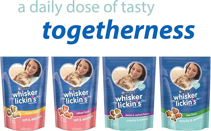 Purina Whisker Lickin's Cat Treats, Crunchy and Yummy Tuna Flavor - (Pack of 4) 10 oz. Pouches
