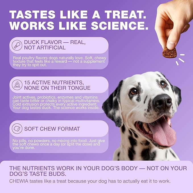 Dog Vitamins 15 in 1 - Dog Multivitamin Chews with MSM for Hip & Joint Health - Dog Supplement for Itchy Skin Relief - Multivitamin for Dogs Immune Support with Enzymes - Skin & Coat, Mobility Support
