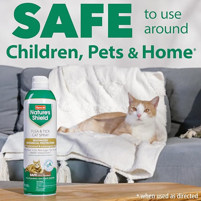 Hartz Nature’s Shield Flea & Tick Spray Treatment for Cats with Cedarwood and Lemongrass Oil, 14 Ounces (Pack of 2)